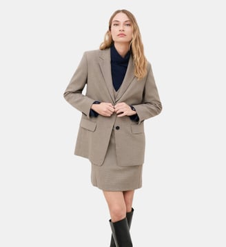 Veste voltige 2 - Motif à carreaux - Polyester recycle - Caroll - Taupe