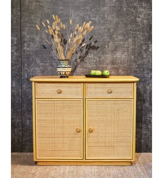 Commode en rotin Garance N°754- Produit chiné - Debongout - Bois clair