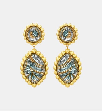 Boucles d'oreilles clip Angèle rond et goutte  - Angele - Satellite - Bleu turquoise
