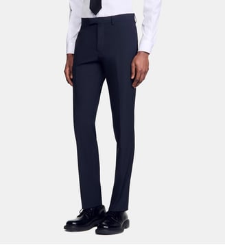 Pantalon de costume droit en laine mélangée - Sandro - Marine