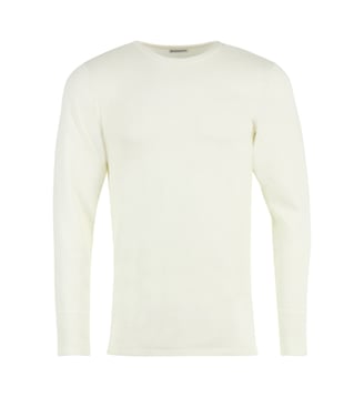 T-shirt en laine et coton à manches longues - Eminence - Blanc