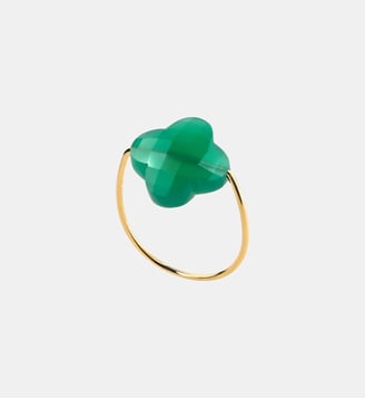 Bague, agate verte, or jaune Morganne Bello