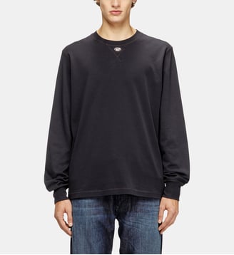 T-shirt à manches longues en coton avec Oval D - Diesel - Gris foncé