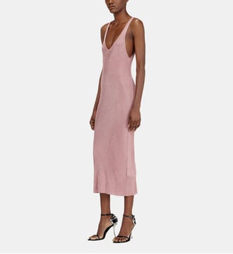 Robe midi en maille côtelée métallisée - Diesel - Rose