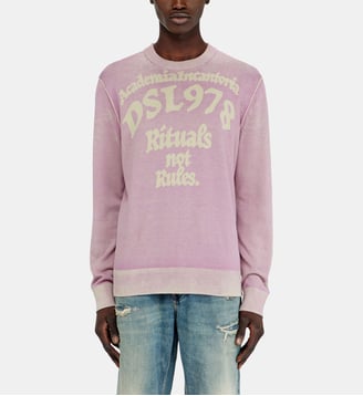 Pull en coton traité avec slogan Diesel