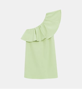 Robe courte trapèze  uni RIMEL - La Petite Etoile - Vert amande