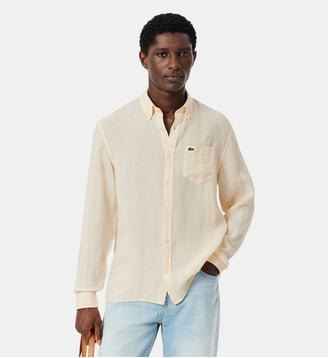 Chemise regular fit en lin - Lacoste - Beige
