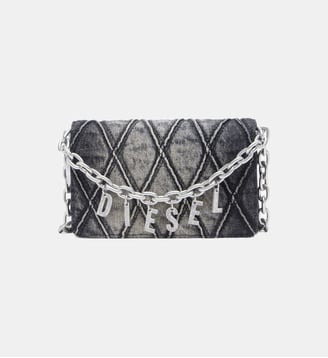 Porte-monnaie en denim matelassé motif argyle - Diesel - Noir