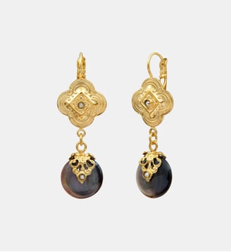 Boucles d'oreilles dormeuses pendantes   - Positano - Satellite - Gris