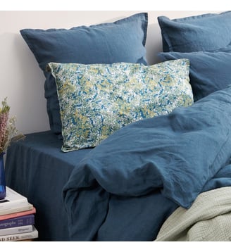 Taie d'oreiller en percale de coton, BRUME - Blanc Cerise - Bleu