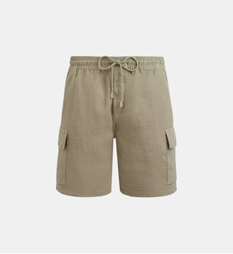 Bermuda cargo en lin uni - Vilebrequin - Beige marron