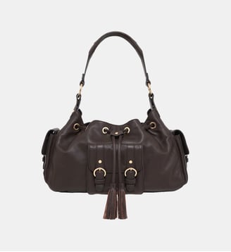 Sac victoria en cuir naturel - Caroll - Marron foncé