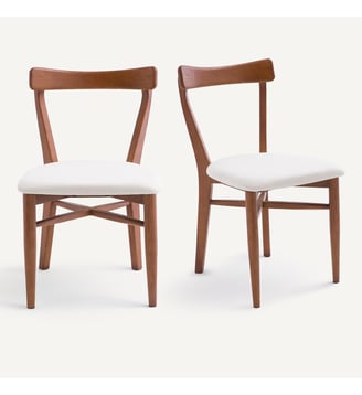 Lot de 2 chaises en chêne et tissu coton lin - AM.PM - Beige chiné