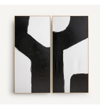 Lot de deux toiles peintes à la main - AM.PM - Noir et blanc