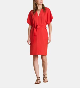 Robe courte ample à manches courtes - La Fée Maraboutée - Coquelicot