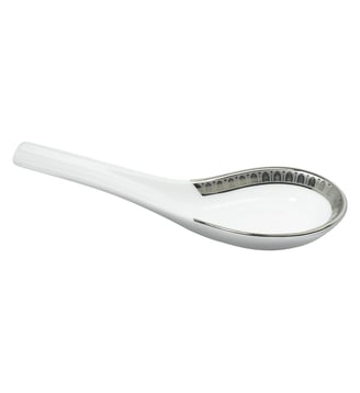 Cuillère chinoise en porcelaine finition platine - MALMAISON - Christofle - Blanc