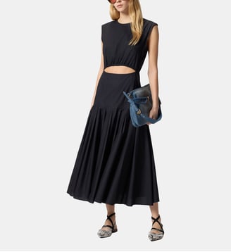 Robe midi plissée sans manches à découpe - Pinko - Limousine noire