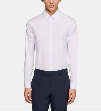 Chemise droite en coton mélangé - Sandro - Blanc