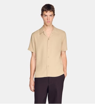 Chemise fluide à col requin - Sandro - Cappucino
