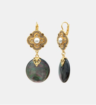 Boucles d'oreilles dormeuses fines pendantes   - Positano - Satellite - Gris