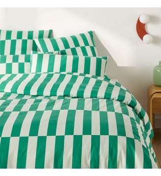 Housse de couette 50% coton recyclé - La Redoute Interieurs - Vert foncé et vert clair