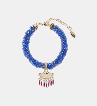 Bracelet de perles torsadées réglable avec pendentif NALI - Hipanema - Bleu
