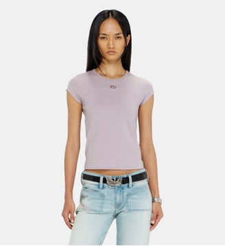 T-shirt avec logo découpé brodé - Diesel - Lilas