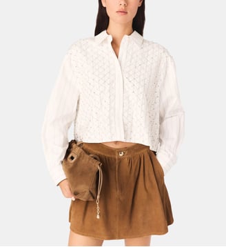 Chemise courte brodée de perles Maje