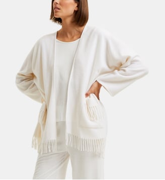 Poncho court  en laine polyamide, éponyme - Laurence Tavernier - Écru