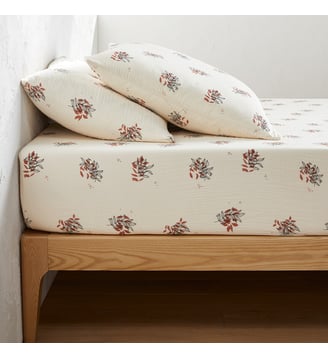 Drap housse gaze de coton bonnet 30 cm - La Redoute Interieurs - Imprimé végétal