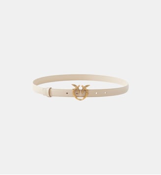 Fine ceinture love birds en cuir 2cm - Pinko - Beige