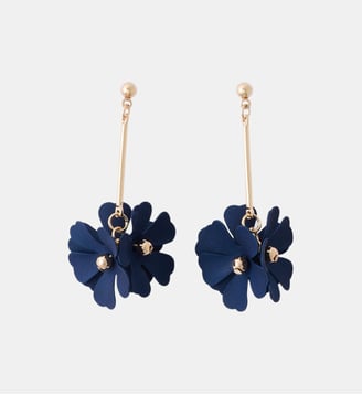 Boucles d'oreilles longues tige 3 fleurs bleues - Balaboosté - Bleu
