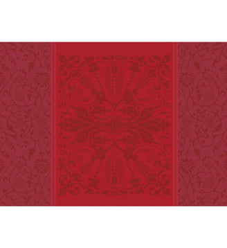 Set pur coton antitache motif jacquard bordeaux Cassandre grenat - Garnier Thiebaut - Grenat