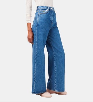 Jean taille haute wide fit - Lacoste - Bleu chiné