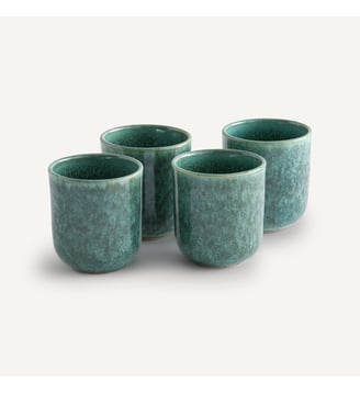 Lot de 4 tasses en grès émaillé - AM.PM - Vert turquoise