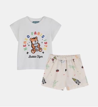 Ensemble t-shirt et short - Kenzo Kids - Beige et rose