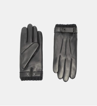Gants Vincent Homme Cuir Doublés Lapin et Soie - Agnelle - Noir