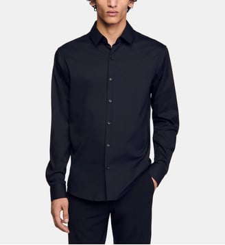 Chemise droite en coton mélangé - Sandro - Noir