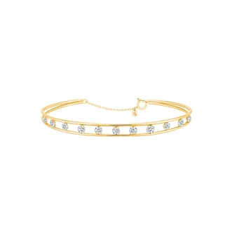 Bracelet Double Jonc - 11 diamants, poids total 1ct approx. - Or jaune 750‰ La Brune & La Blonde