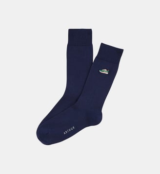 Chaussettes brodées en coton - Baskets - Arthur - Marine