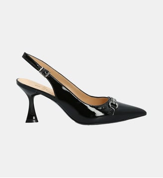 Sling violette - cuir vernis - Colisée Paris - Noir