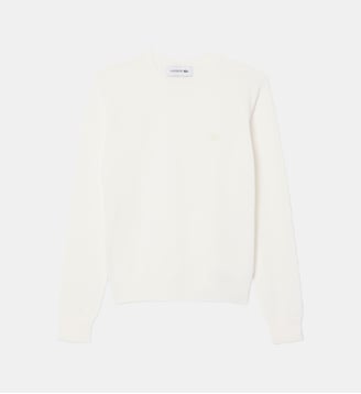 Pull col rond maille 3D - Lacoste - Blanc