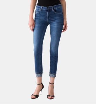Jean skinny avec ornements - Liu Jo - Denim bleu foncé