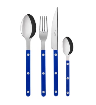 Set de 4 couverts de table, Bistrot Pearly - Sabre - Bleu lagon