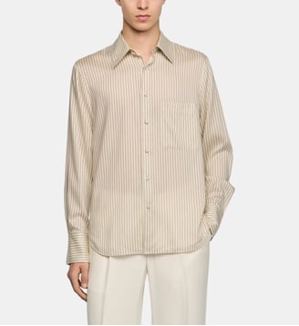 Chemise fluide à rayures - Sandro - Écru et gris