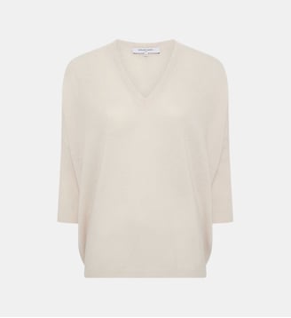Pull ample à col V en cachemire - LENAE - Gerard Darel - Écru