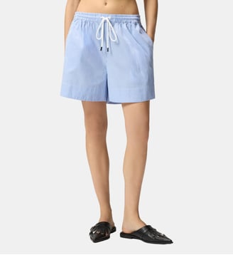 Short en coton à rayures avec taille élastique - Pinko - Blanc et bleu