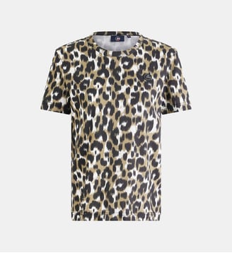 T-shirt manches courtes talixe leo col rond coupe regular - Fusalp - Léopard flou savane