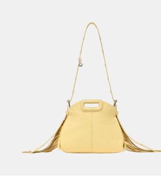 Sac Miss M mini cuir craquelé mat - Maje - Jaune pâle