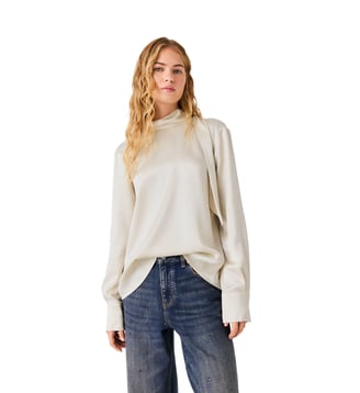 Blouse en satin à dos drapé - Maje - Écru
